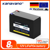 12V 8Ah Lifepo4 Battery Pack Deep Cycle Rechargeable 12.8v Battery Build in BMS for RC Toys Energy Storage