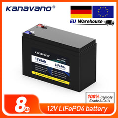 12V 8Ah Lifepo4 Battery Pack Deep Cycle Rechargeable 12.8v Battery Build in BMS for RC Toys Energy Storage