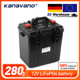 12V 280Ah LiFePO4 Battery Pack with Bluetooth BMS IP67 Waterproof 12.8V Lithium Iron Phosphate Batteries with 20A Charger