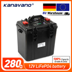 12V 280Ah LiFePO4 Battery Pack with Bluetooth BMS IP67 Waterproof 12.8V Lithium Iron Phosphate Batteries with 20A Charger