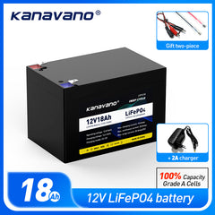12V 18Ah Rechargeable Lifepo4 Battery Pack For Solar Energy Storage Systems Deep Cycle Battery+2A Charger