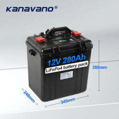 12V 280Ah LiFePO4 Battery Pack with Bluetooth BMS IP67 Waterproof 12.8V Lithium Iron Phosphate Batteries with 20A Charger