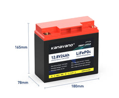 12v 24Ah rechargeable Lifepo4 Battery Pack For Solar Energy Storage Systems Deep Cycle Battery+4A Charger