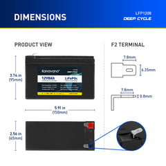 12V 8Ah Lifepo4 Battery Pack Deep Cycle Rechargeable 12.8v Battery Build in BMS for RC Toys Energy Storage