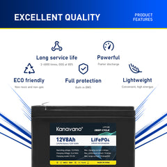 12V 8Ah Lifepo4 Battery Pack Deep Cycle Rechargeable 12.8v Battery Build in BMS for RC Toys Energy Storage