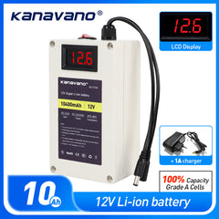 12V 10Ah Battery 18650 Lithium Ion Rechargeable 11.1V Battery Pack Built-in BMS for LED Toys Inflatable clothes with Charger