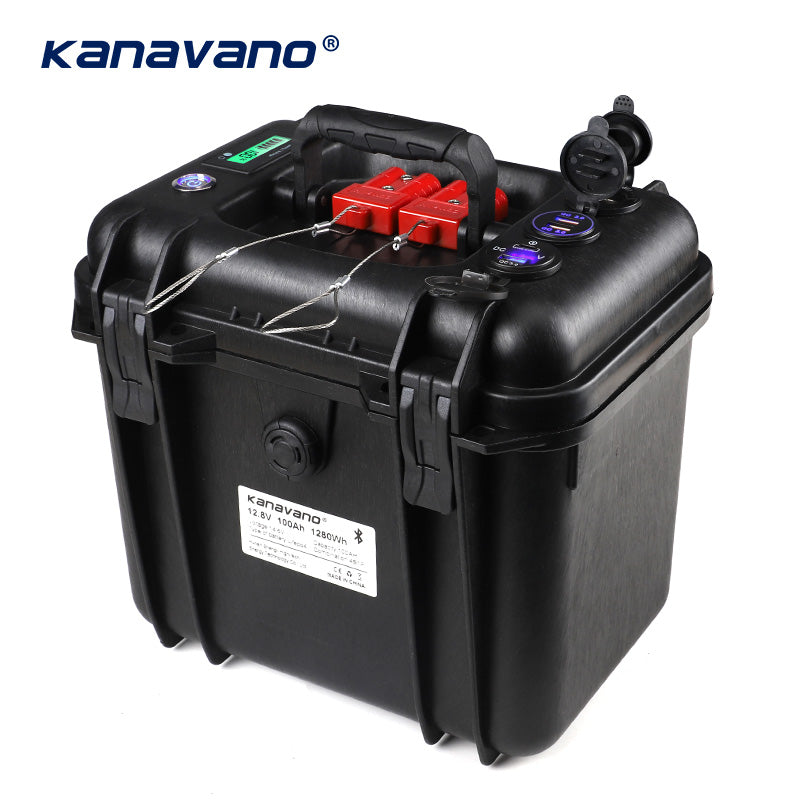 IP67 Waterproof 12V 100Ah LiFePO4 Rechargeable Lithium Iron Phosphate Battery Pack Built-in Bluetooth BMS for Trolling Motor