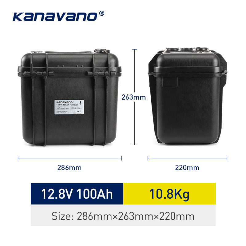 IP67 Waterproof 12V 100Ah LiFePO4 Rechargeable Lithium Iron Phosphate Battery Pack Built-in Bluetooth BMS for Trolling Motor