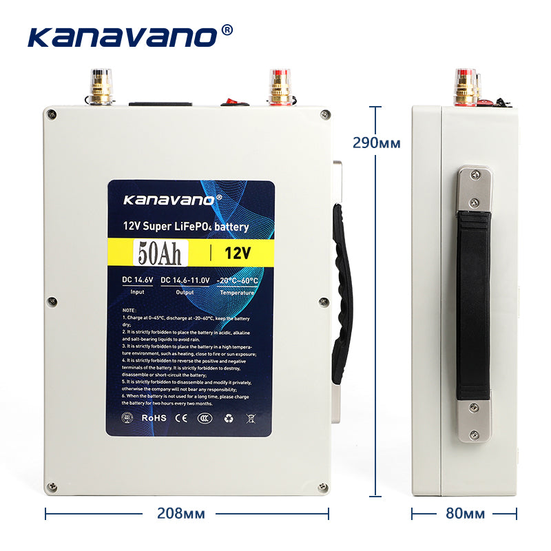 12V 50Ah Rechargeable LiFePO4 Battery Pack Built-in 12.8V 50A BMS For Golf Backup Power Solar Energy with USB +6A Charger