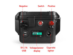 Waterproof 12.8V 100Ah LiFePO4 Battery Pack Build-in Bluetooth BMS For Solar RV EV Camper Yacht Inverter With Charger